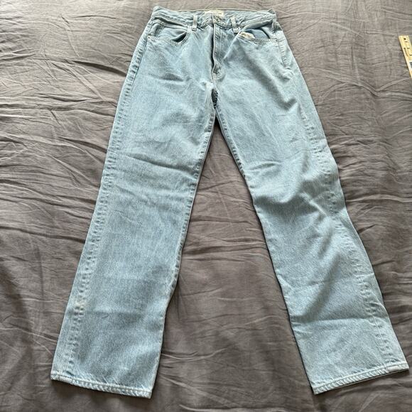 SlvrLake Distressed High Rise Straight Leg Light Wash Jeans London Size 30x31 - Picture 5 of 13
